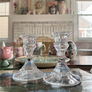 Pair of Vintage Crystal Candlesticks